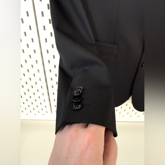 Express Black Men's Wool Blend Photographer Fitted Suit Jacket - Picture 2 of 5